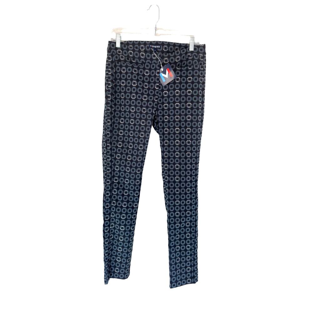 New with Tags Movetes Navy Blue Silver Circle Office‎ Tuxedo Dress Pant Size 6